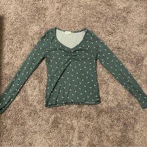 Floral Print Cinched Long Sleeve